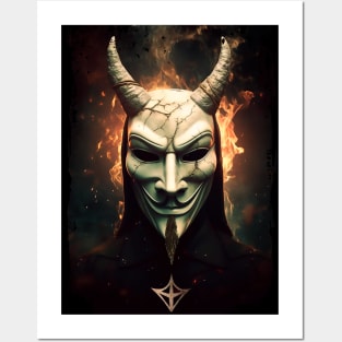 Revolutionary Fusion: Guy Fawkes Mask Shaped as Baphomet Posters and Art